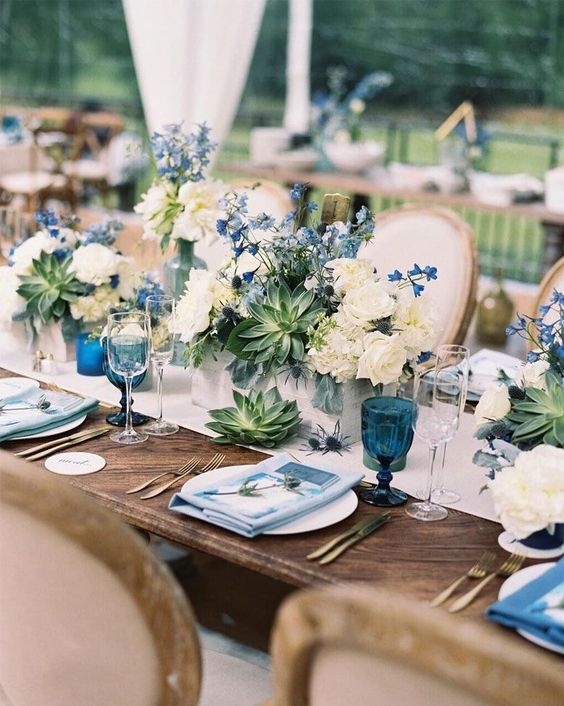 centre-de-table-mariage-bleu-vert-decoratrice-mariage-normandie