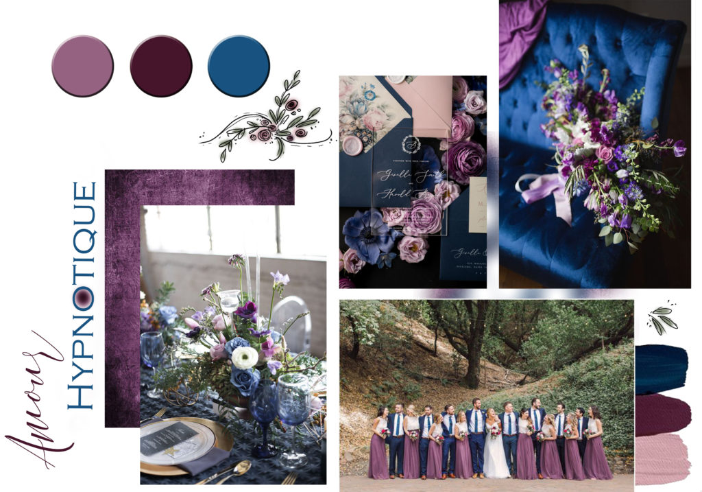 wedding-designer-normandie-alencon-inspiration-mariage-palette-coloree-amour-hypnotique-bleu-violet-parme-rose
