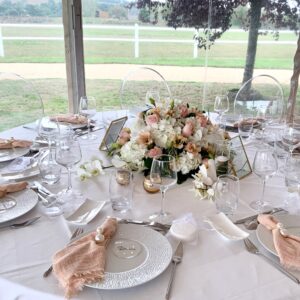Serviette rose poudré mariage