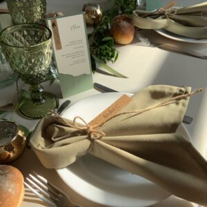 Serviette verte mariage champetre location normandie