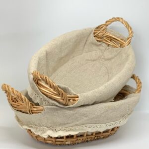 Panier en osier et lin