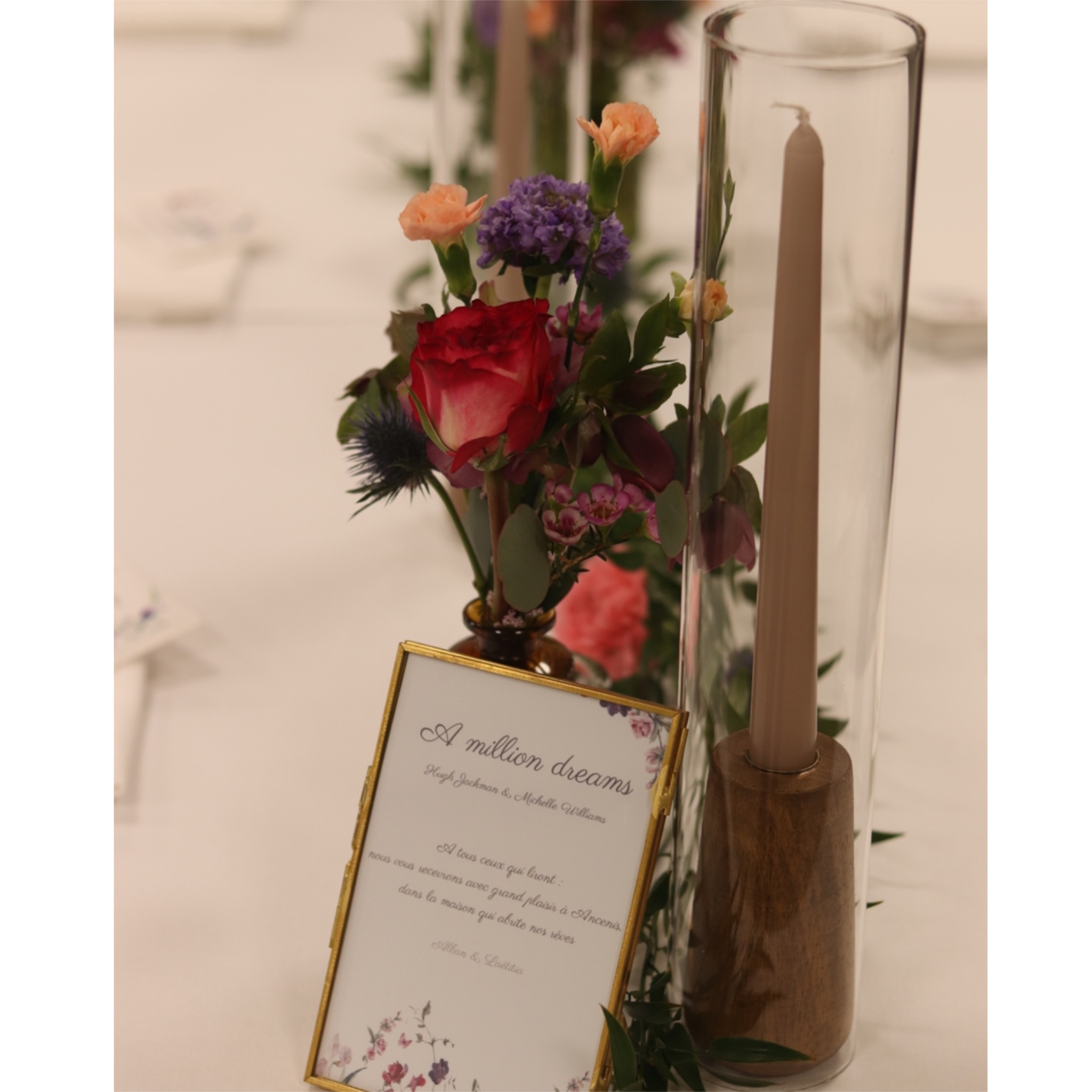 Deco table mariage chandelier verre