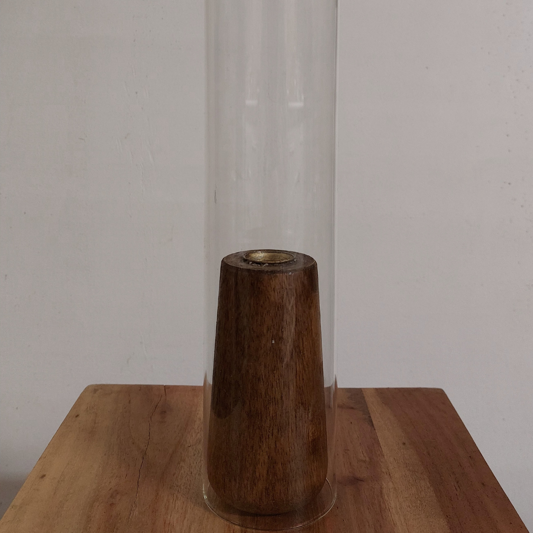 bougeoir bois verre