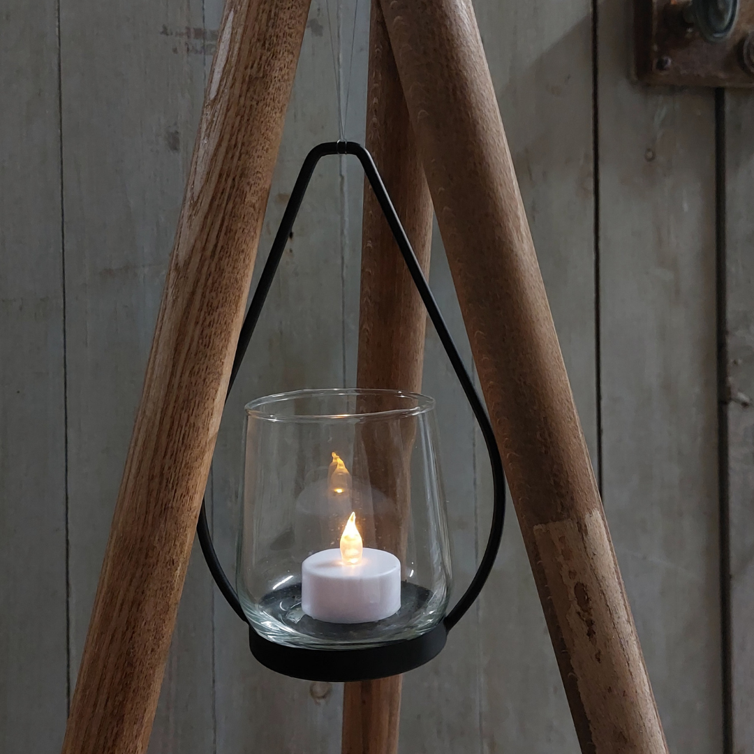 photophore noir bougie leds