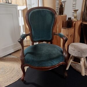 fauteuil velours bleu