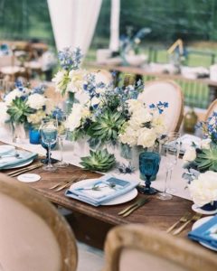 centre-de-table-mariage-bleu-vert-decoratrice-mariage-normandie