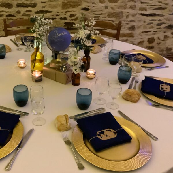 Serviette de table bleu mariage