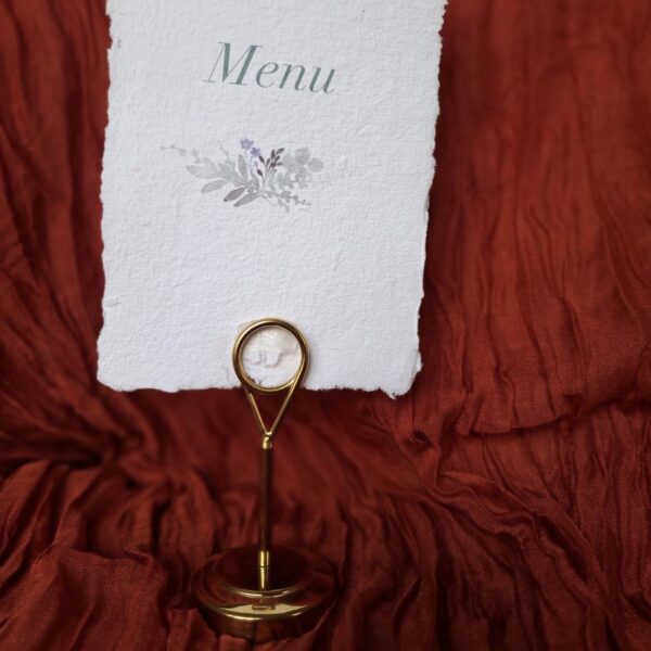 Support doré menu ou marque table mariage