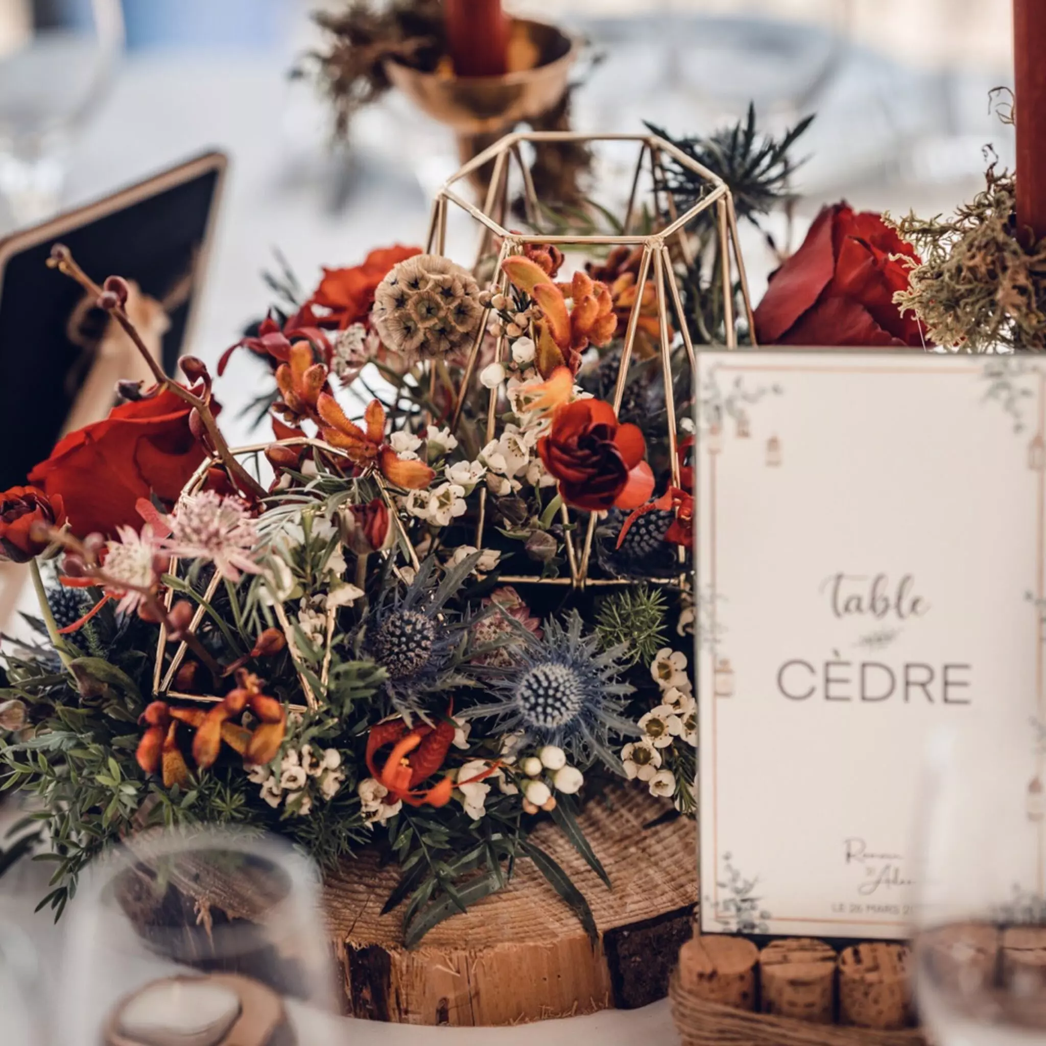 photos de mariage centre de table foret enchantée