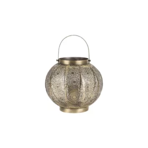 Lanterne en métal doré ajouré Flavie – 30 cm. Idéale pour la décoration de mariage et d’événements, à poser ou suspendre pour une ambiance lumineuse élégante