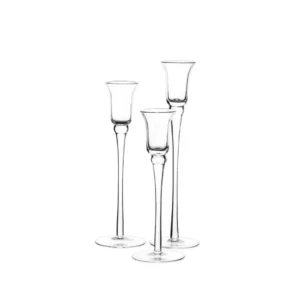 Trio de bougeoirs en verre Aubert 20 24 26 cm pour mariage en Normandie
