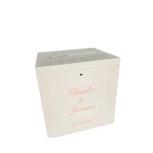Urne mariage bois blanc Pascaline 29 x 25 x 30 cm personnalisable location Normandie
