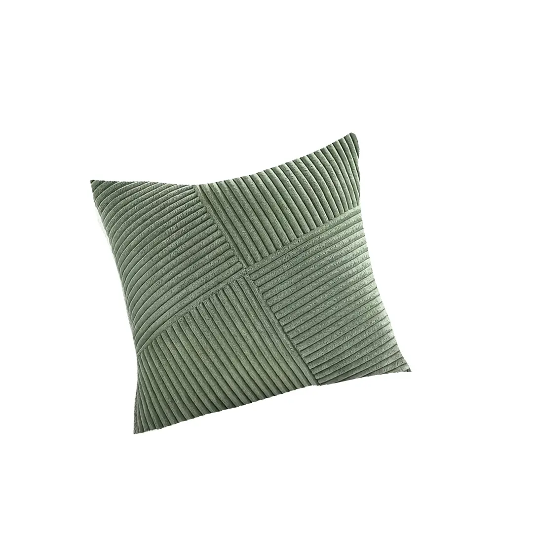 Coussin vert sauge velours côtelé mariage location Normandie