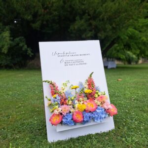 panneau de bienvenue mariage fleuri blanc location Normandie