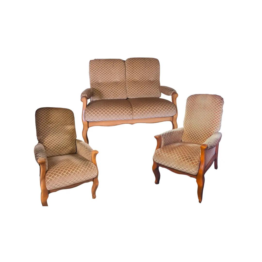 salon vintage velours vieux rose banquette fauteuil pouf mariage normandie